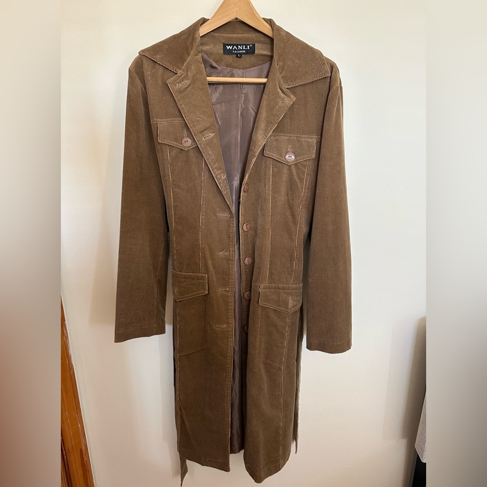 Women's Brown Corduroy Trench Coat